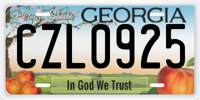 GA license plate CZL0925