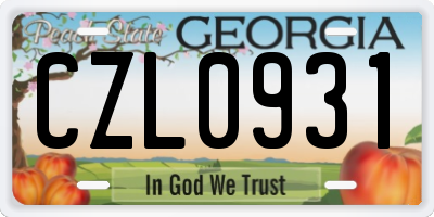 GA license plate CZL0931