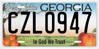 GA license plate CZL0947