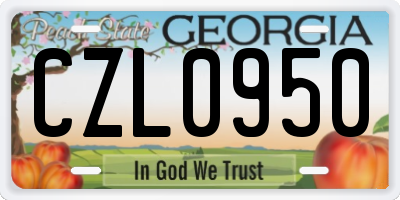 GA license plate CZL0950