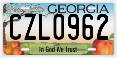 GA license plate CZL0962