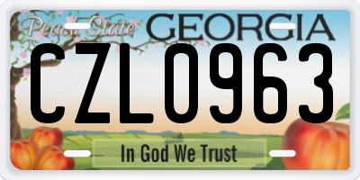 GA license plate CZL0963