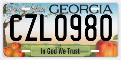 GA license plate CZL0980
