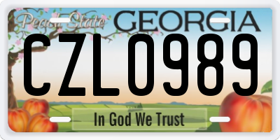 GA license plate CZL0989