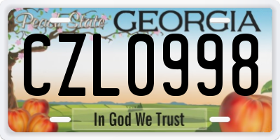 GA license plate CZL0998