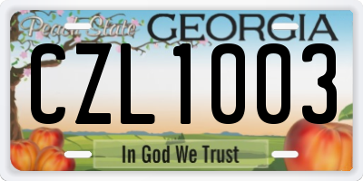 GA license plate CZL1003