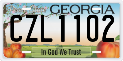 GA license plate CZL1102