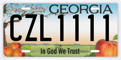 GA license plate CZL1111