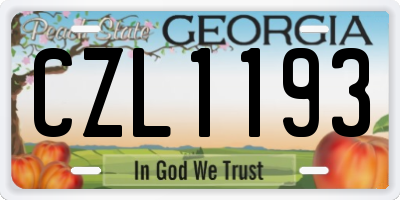 GA license plate CZL1193
