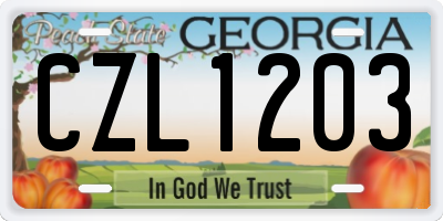 GA license plate CZL1203