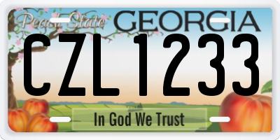 GA license plate CZL1233