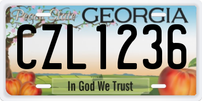 GA license plate CZL1236
