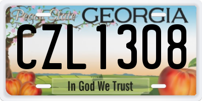 GA license plate CZL1308