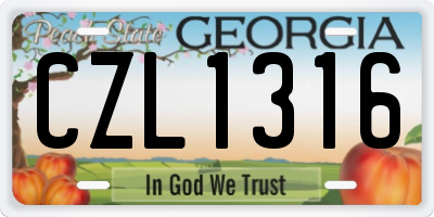 GA license plate CZL1316