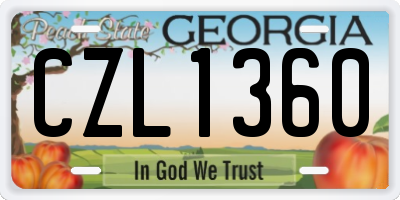 GA license plate CZL1360