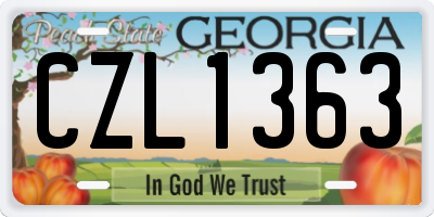 GA license plate CZL1363