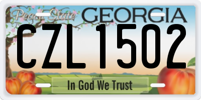 GA license plate CZL1502