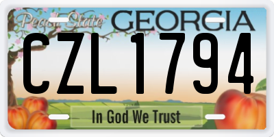 GA license plate CZL1794