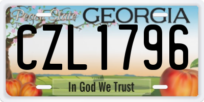 GA license plate CZL1796