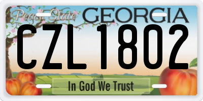 GA license plate CZL1802