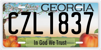 GA license plate CZL1837