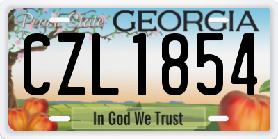 GA license plate CZL1854