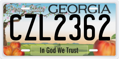 GA license plate CZL2362
