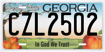 GA license plate CZL2502