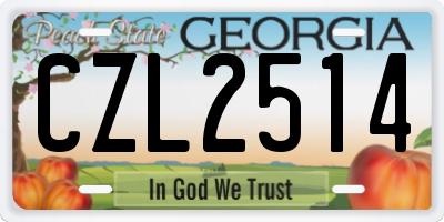 GA license plate CZL2514