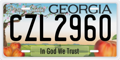 GA license plate CZL2960