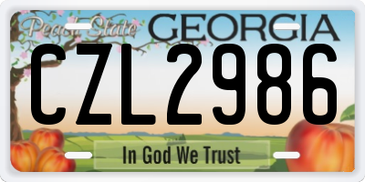 GA license plate CZL2986