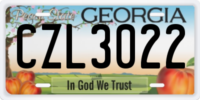 GA license plate CZL3022