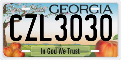 GA license plate CZL3030