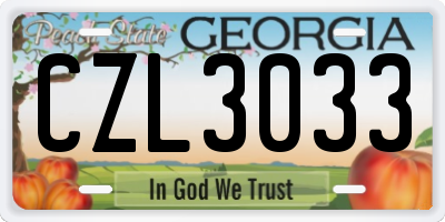 GA license plate CZL3033