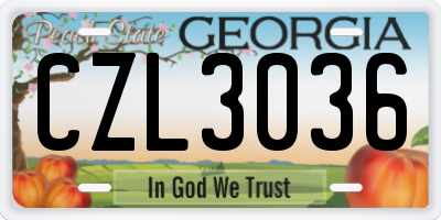 GA license plate CZL3036