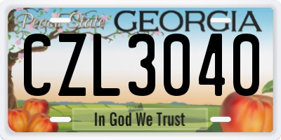 GA license plate CZL3040