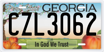 GA license plate CZL3062