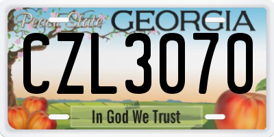 GA license plate CZL3070