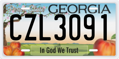 GA license plate CZL3091