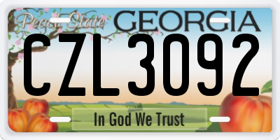 GA license plate CZL3092