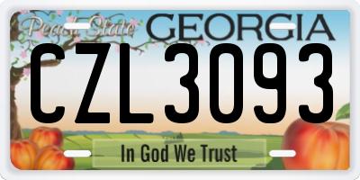 GA license plate CZL3093