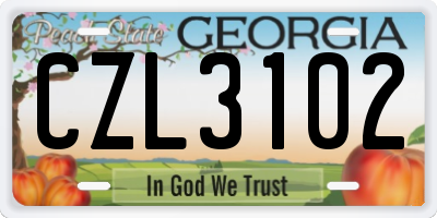 GA license plate CZL3102