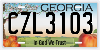 GA license plate CZL3103