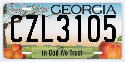 GA license plate CZL3105