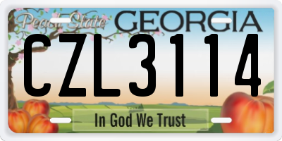 GA license plate CZL3114