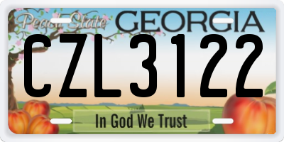 GA license plate CZL3122