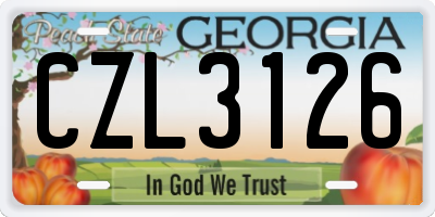 GA license plate CZL3126