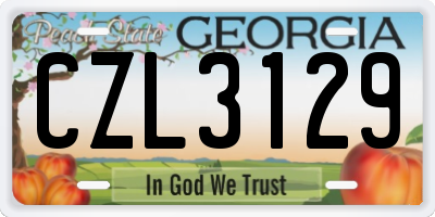 GA license plate CZL3129