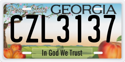 GA license plate CZL3137