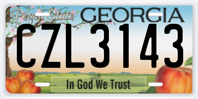 GA license plate CZL3143